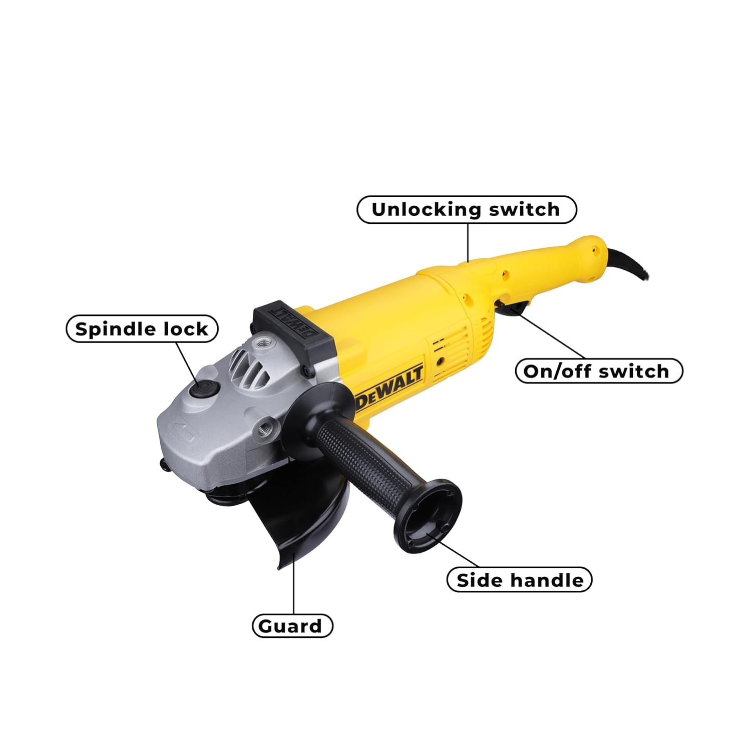 DEWALT D28413 2200W 180mm Heavy Duty Large Angle Grinder (Black & Yellow)